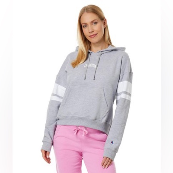 Champion || Grey Hoodie with White Stripes (S) - Picture 1 of 13